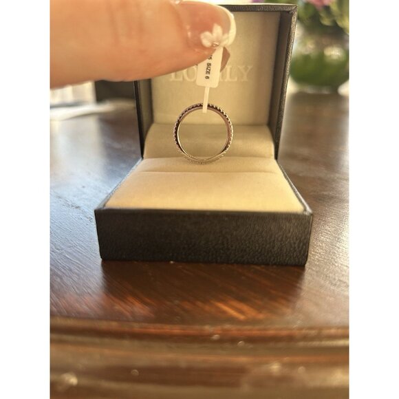 Louily Classic Full Eternity Band Thin Womens Wedding Band Sterling Silver Sz 6 - Picture 9 of 9